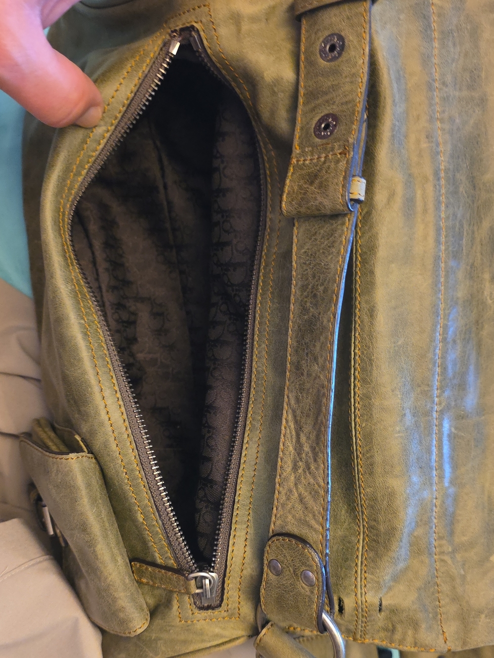 Christian Dior Gaucho Double Saddle Bag Green & Brown Leather - Picture 6 of 6